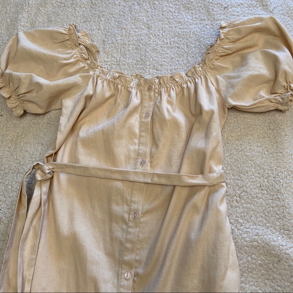 Lush Puff Sleeve Button Front Midi Dress, S - Picture 2 of 6